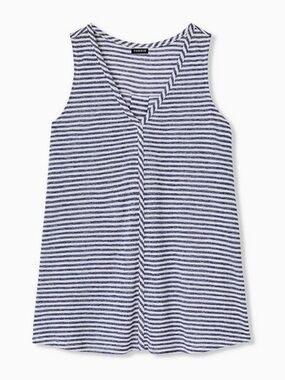 TORRID WOMEN'S NAVY STRIPE SLEEVELESS V-NECK JERSEY SWING TOP TANK PLUS Sz 1X 1